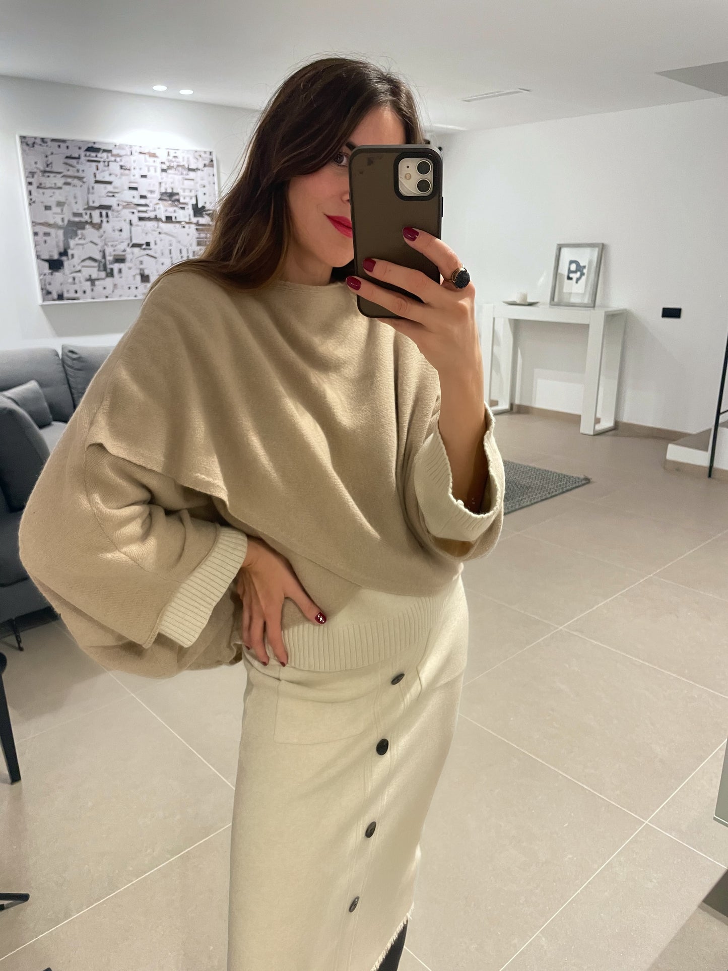 Poncho cashmere Beige